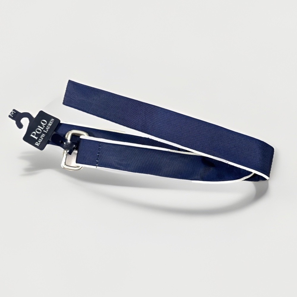 vintage Polo Ralph Lauren Adjustable D-Ring Belt Medium Navy Canvas Made In USA